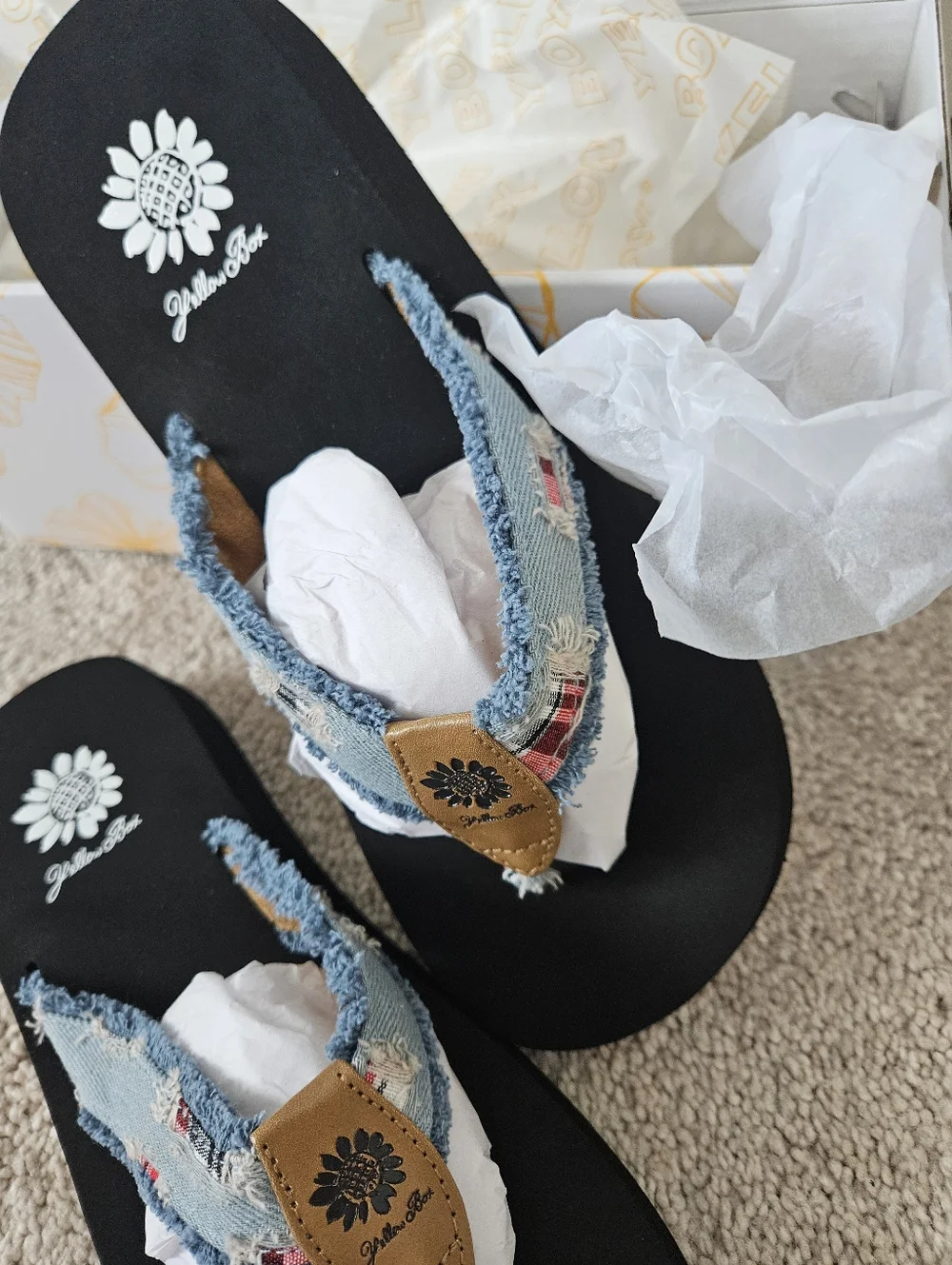 New In Box Yellow Box Yellow Box Faris, Lt. Blue Flip Flop Sizes 7 / 7.5 / 8 - Picture 4 of 16